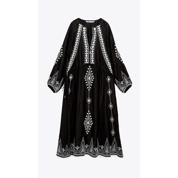 Zara Embroidered  Dress Limited Edition New Black - Picture 7 of 14
